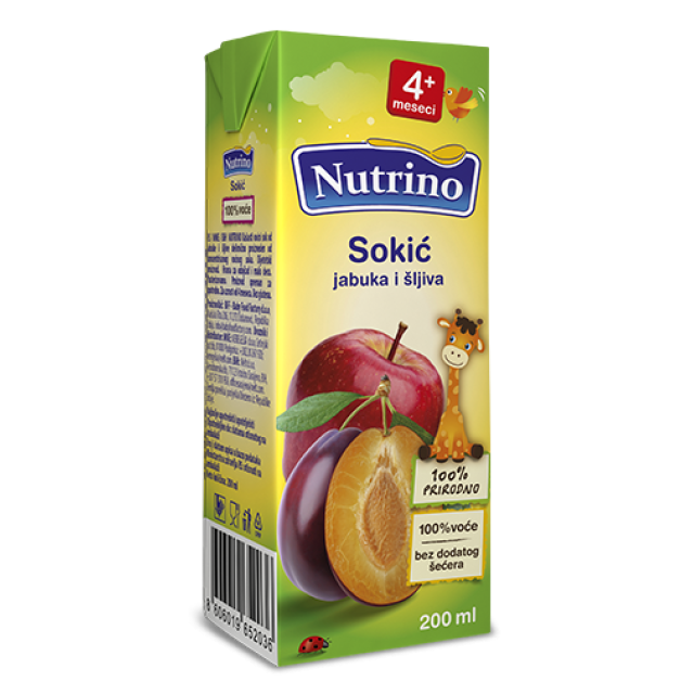 NUTRINO SOKIĆ JABUKA I ŠLJIVA 200ML Nutrino Sokić Jabuka I Šljiva 200Ml