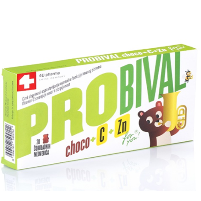 PROBIVAL CHOCO + C + ZN ČOKOLADNI MEDVEDIĆI A20 Probival Choco + C + Zn Čokoladni Medvedići A20