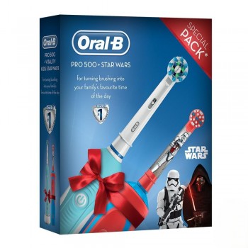 ORAL B ELEKTRIČNA ČETKICA ZA ZUBE PRO 500 + DEČIJA ČETKICA STAR WARS POKLON PAKOVANJE