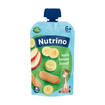 NUTRINO VOĆNA KAŠA PIRE OD JABUKE I BANANE SA KEKSOM 100G 6M+