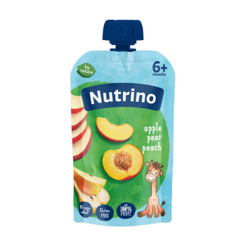 NUTRINO VOĆNA KAŠA PIRE OD JABUKE, KRUŠKE I BRESKVE 100G 6M+
