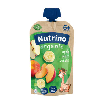 NUTRINO ORGANIC VOĆNA KAŠA PIRE OD JABUKE, BRESKVE I BANANE 100G 6M+