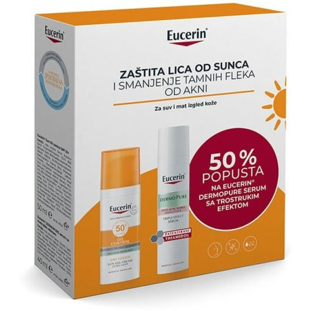 Eucerin Sun Box Oil Control Spf50 50Ml + Dermopure Serum Sa Trostrukim Efektom 40Ml