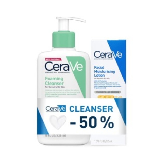 Cerave Hidratantna Krema Za Lice Spf30 52Ml + Gel Za Ciscenje N/M Koza 236Ml Promo