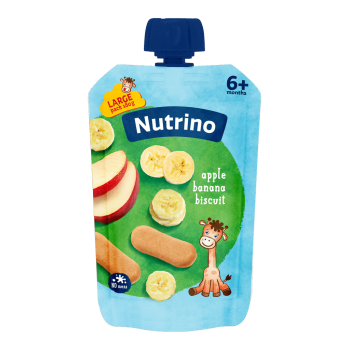 NUTRINO VOĆNA KAŠA PIRE OD JABUKE I BANANE SA KEKSOM 180G 6M+