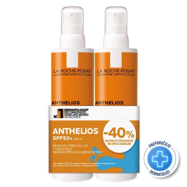 La Roche-Posay Anthelios Body Sprej Spf 50 200Ml 1+1 Gratis 7581 Promo -40%