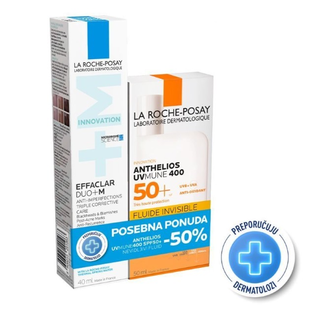 La Roche-Posay Effaclar Duo+M Krema 40Ml+Anth Uvmune 400 Spf50 50Ml 1963 Promo-50%