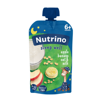 NUTRINO VOĆNA KAŠA PIRE OD JABUKE I BANANE SA DODATIM OVSEM I MLEKOM 100G 6M+