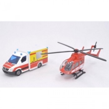 SIKU MERCEDES BENZ AMBULANCE AND HELICOPTER 1748