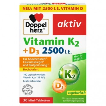 DOPPELHERZ AKTIV K2+D3 2500IU TBL A30